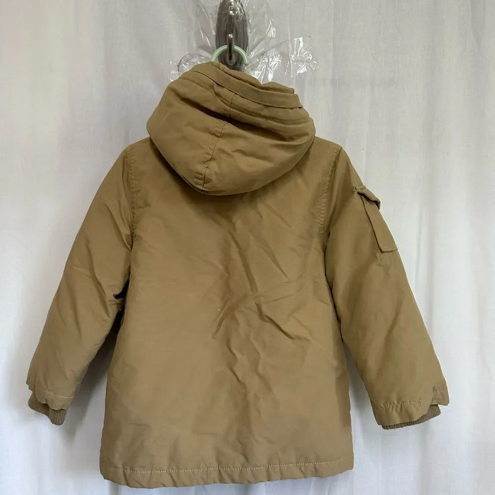 Woolrich Toddler Down Filled Full Zip Parka Jacket with Hood Tan Brown Size 2T